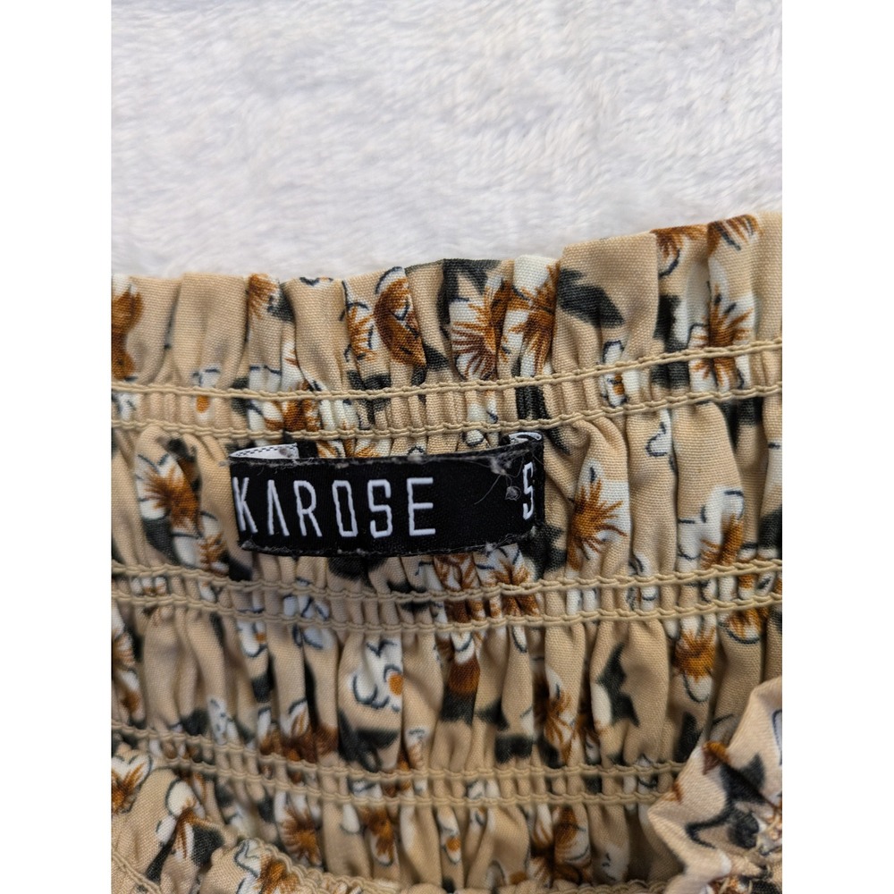 Karose Floral Print Mini Dress Women's Small Smocked Bodice Short Sleeve - Picture 5 of 9